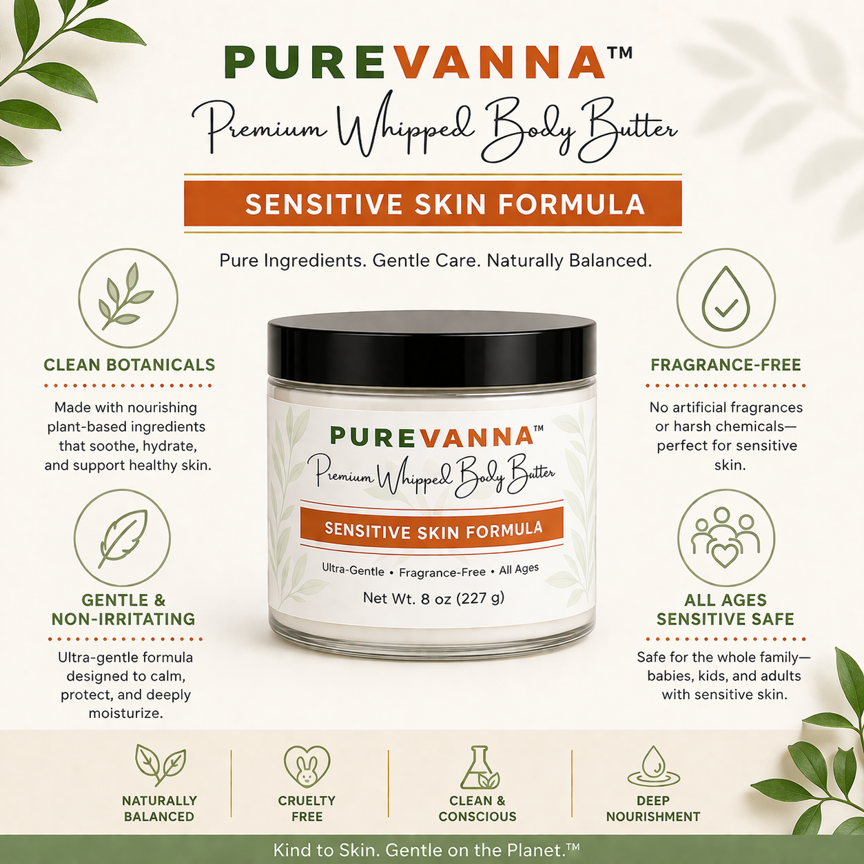 Purevanna Premium Whipped Body Butter - Sensitive Skin Formula