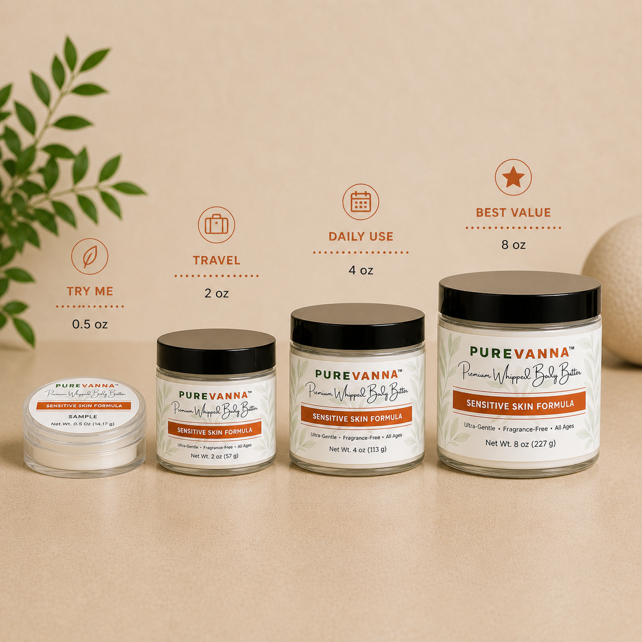 Purevanna Premium Whipped Body Butter - Sensitive Skin Formula