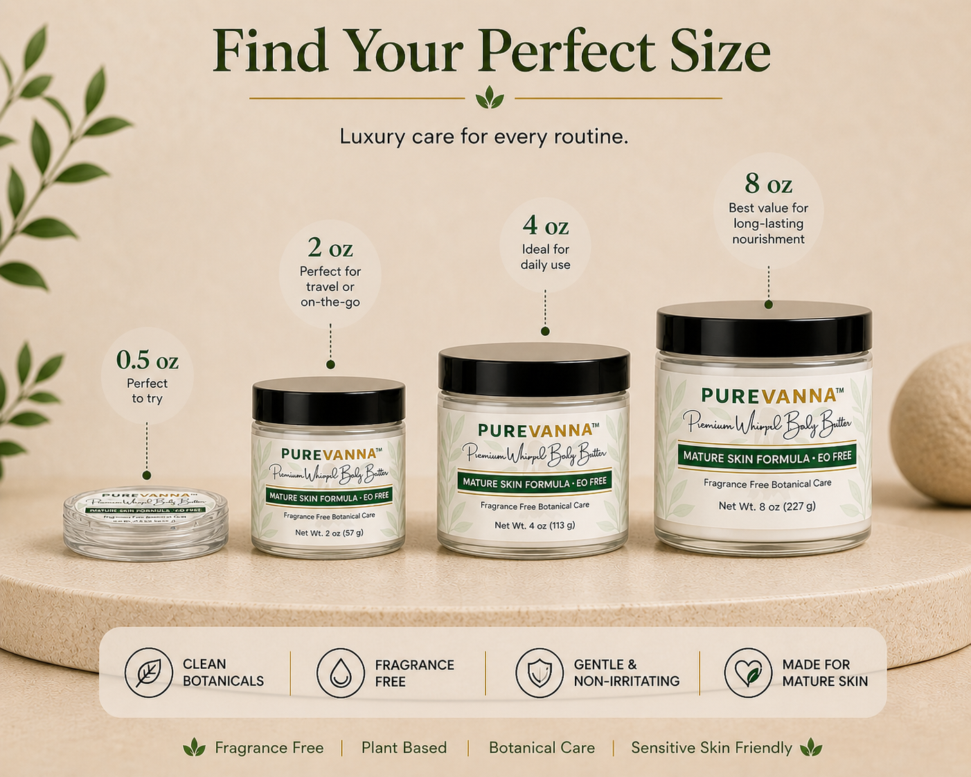 Purevanna Premium Whipped Body Butter - Mature Skin Formula - EO Free